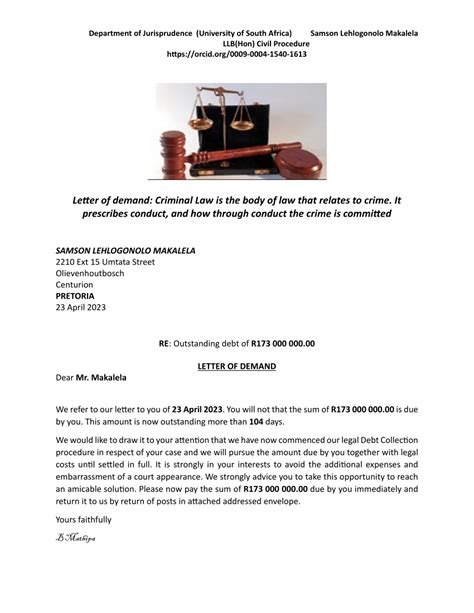 Pdf Letter Of Demand From Makalela And Sekhasepe Attorneys Inc