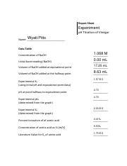 PH Titration Fillable PDF Report Sheet Spring 2021 Pdf Report Sheet