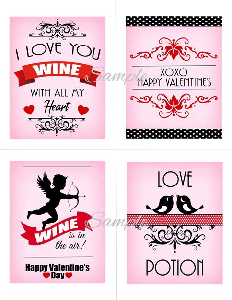 Valentines Day Wine Labels Instant Download Easy Diy Etsy