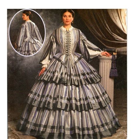 Victorian Dress Pattern Uncut Civil War Costume Tiered Skirt Etsy