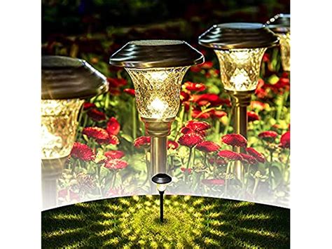 GIGALUMI 8 Pack Stainless Steel Solar Lights