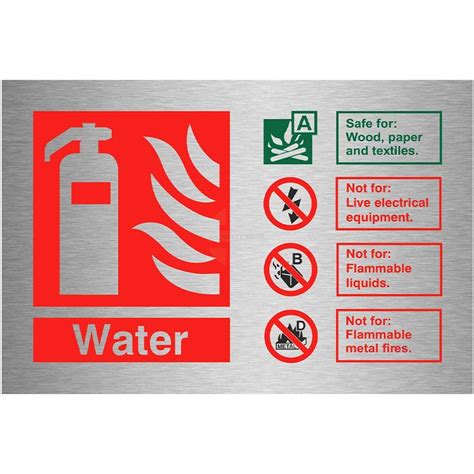 Water Extinguisher Id Sign Metal Effect London City Fire