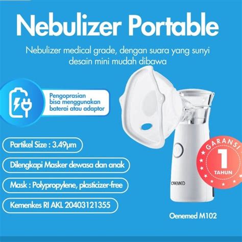 Nebulizer Portable Mesh Nebulizer Onemed M102 Pakai Baterai Usb