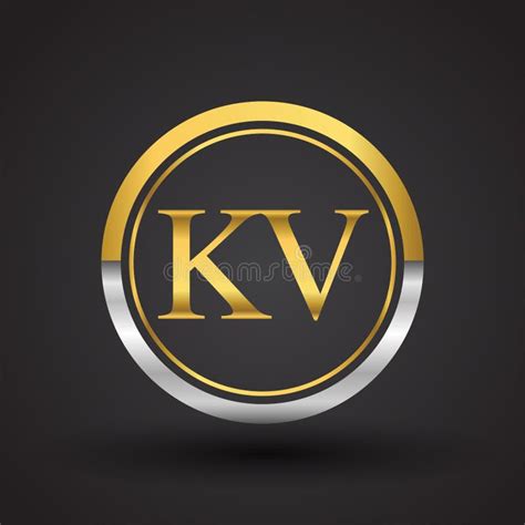 KV Letter Logo In A Circle Gold And Silver Colored Vector Design