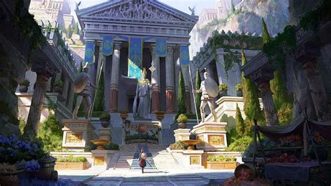 Fantasy Building Greek Temple Hd Wallpaper Pxfuel