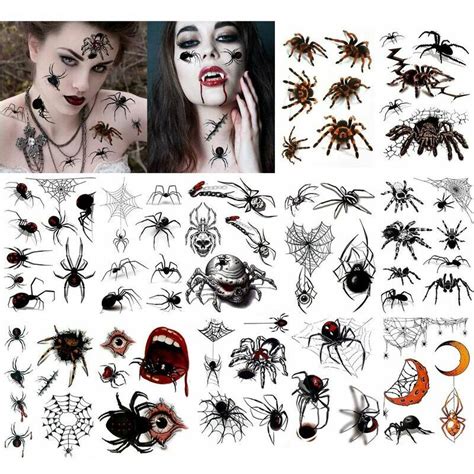 Sticker Mural Tatouage Halloween Tatouages Effrayants Araignee