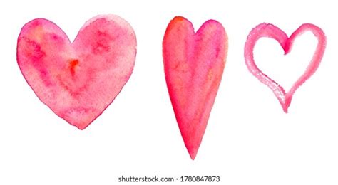 Pink Red Heart Watercolor Shapes Hand Stock Vector Royalty Free