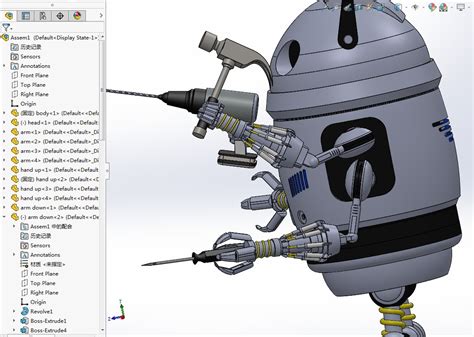 桶型智能机器人造型3d模型图纸 Solidworks设计