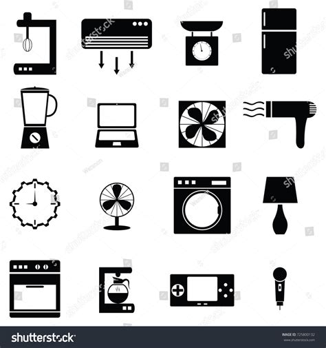 Home Appliances Icons Set Stock Vector Royalty Free 725800132 Shutterstock