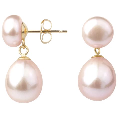 A B Davis 9ct Gold Freshwater Pearl Double Drop Earrings Pink At John Lewis And Partners