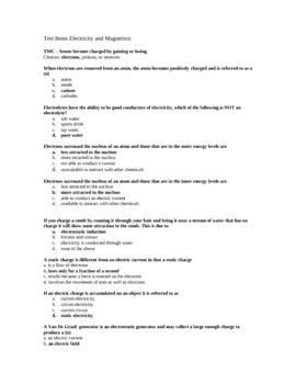 Electricity And Magnetism Test Bank