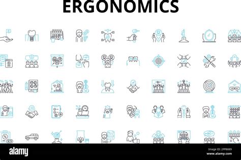 Ergonomics Linear Icons Set Comfort Posture Health Efficiency