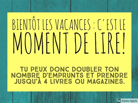 Pour les vacances, doubler votre nombre d’emprunts! | Collège Golfe Des