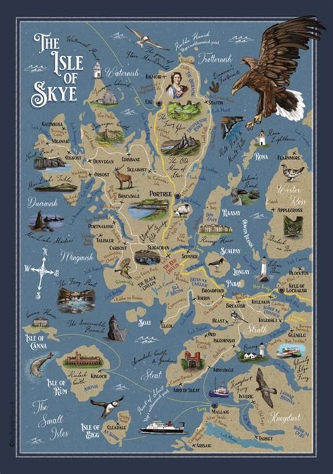 Isle of Skye Illustrated Map Print, Scotland Gift, Wall Art - Etsy UK