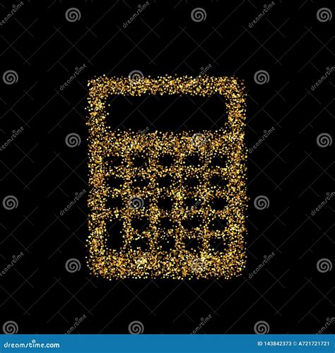 Gold Glitter Icon Of Calculator Isolated On Background Art Creative