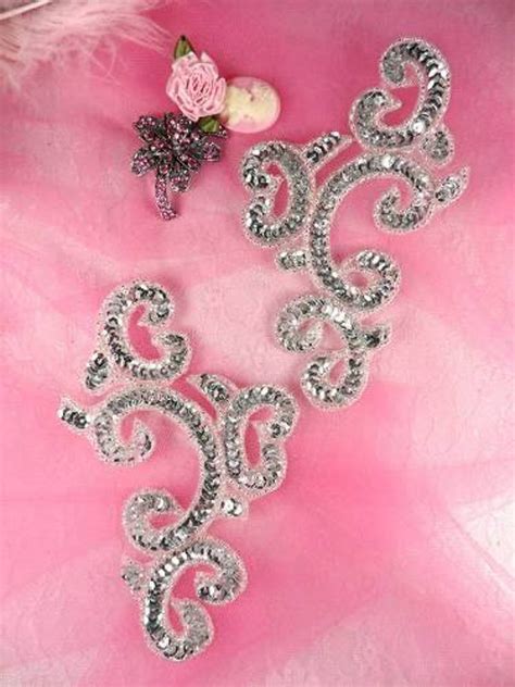 0242 Silver Mirror Pair Sequin Beaded Appliques 6 0242x Sl Etsy