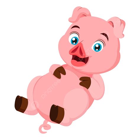 Cute Baby Pig Cartoon Posing Happy Newborn Smile PNG And Vector With