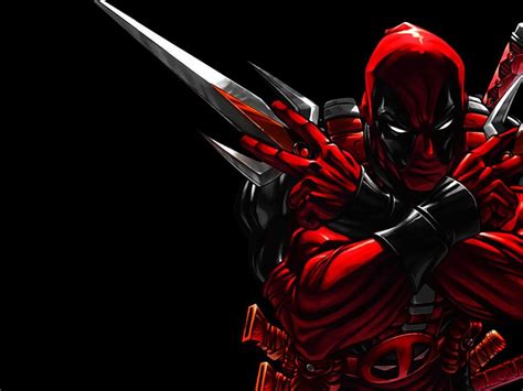 A Deadpool Character Holding Two Swords In His Hands