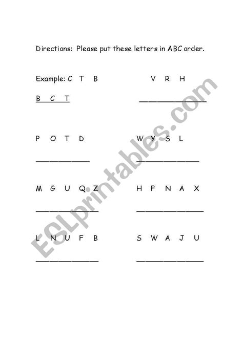 Printable ABC Order Worksheets