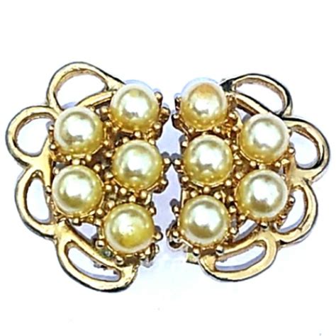 Vintage Jewelry Vintage Gold Plated Faux Pearl Clusters Clipons