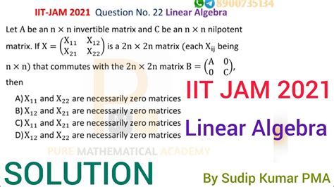 Iit Jam 2021 Linear Algebra Solution Iit Jam 2021 Mathematics