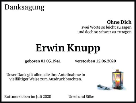 Traueranzeigen Von Erwin Knupp Abschied Nehmen De