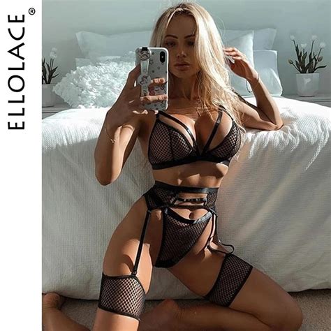 Ellolace Lingerie Women S Underwear Set Mesh Lace Transparent Bra Sexy