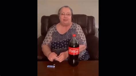 Lady Thinks The Coke And Mentos Challenge Is Fake Until She Tried It