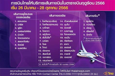 การบินไทยเปิดตารางบินฤดูร้อนปี 2566 บริการ 39 เส้นทางบิน เริ่ม 26 มีคนี้