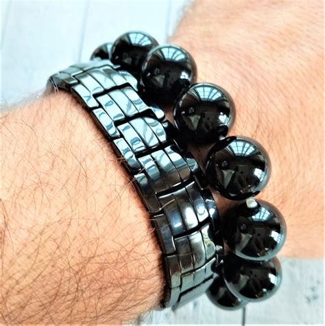 Extra Shine Obsidian Ball Armband Obsidian Perlen Armband Etsy