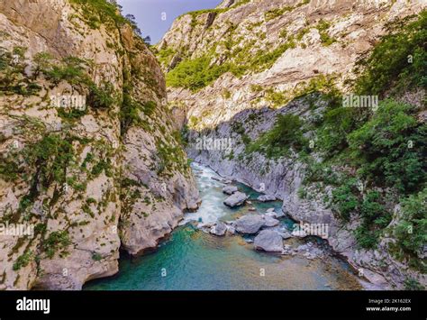 The Purest Waters Of The Turquoise Color Of The River Moraca Flowing