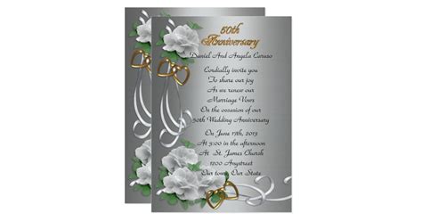 50th Wedding Anniversary Vow Renewal White Roses Card Zazzle