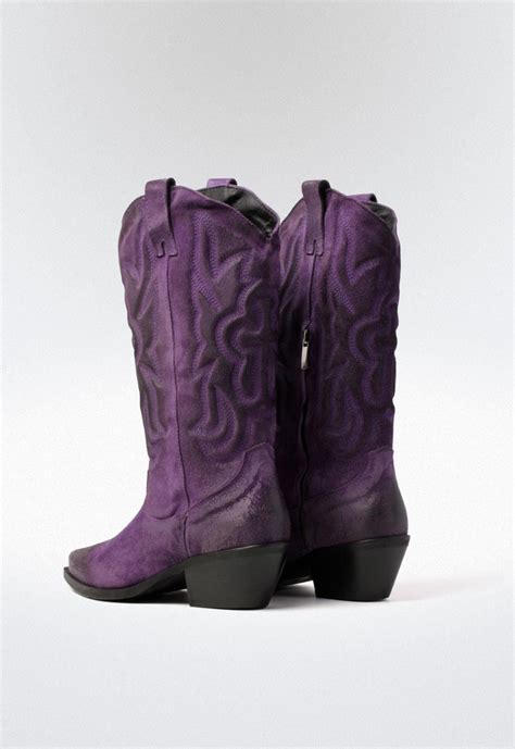 Bota Cowboy De Mujer Morado Metisse Dx327b