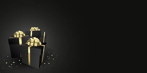 Premium Vector Black Gift Boxes With A Gold Bow Design Banner