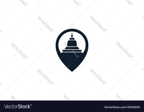 Temple with pin map location logo icon design Vector Image