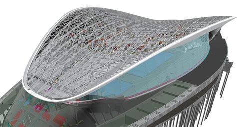 Steel Structure Of Zaha Hadids Aquatics Centre Technical Building