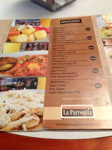 Menu At La Parroquia De Veracruz Cafeteria Mexico City Av