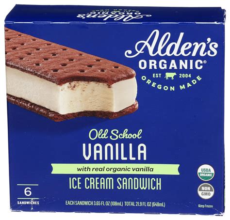 Aldens Ice Cream Sandwich Vanilla Organic 6 Count 21 9 Fl Oz Grocery And Gourmet Food