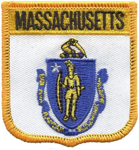 MASSACHUSETTS medium flag shield uniform or souvenir embroidered patch, MA