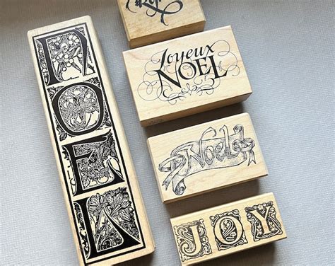 Vintage Rubber Stamps Noel And Holiday Sayings Wood Mounted Stamps Etsy