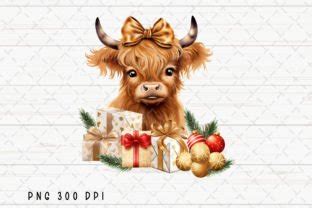 Western Christmas Baby Highland Cow Png Graphic By Flora Co Studio