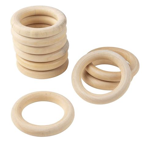 Wooden Rings for Crafts - 30-Count Unfinished Wood Rings, 3-Inch Solid Wooden Craft Rings, 3in ...