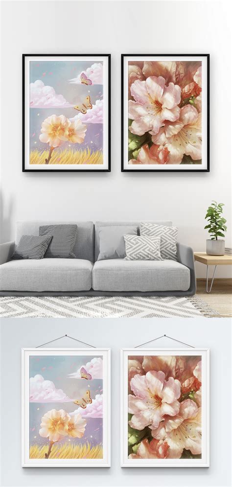 Fresh and beautiful two-frame decorative painting template image_picture free download 401410289 ...