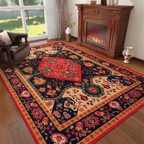 Amazon YIHOUSE Boho Area Rugs 69 Ft Washable Rug Nonslip Red