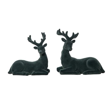 Flocked Sitting Reindeer Fig 2 Asst Transpac Brands