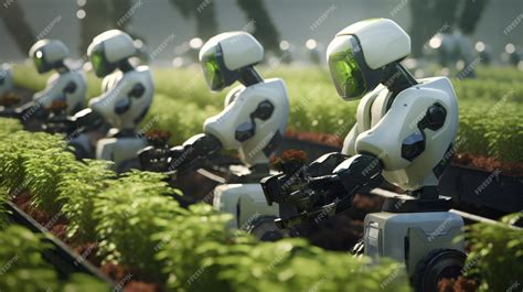 Premium AI Image | Smart robotic farmers concept robot farmers agriculture