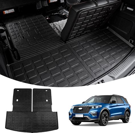 Thinzyou Fit 2020 2023 Ford Explorer Trunk Mat Cargo Liner Seat Back Cover Protector