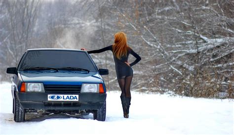 Wallpaper Women Outdoors Redhead Long Hair Snow Winter Lada Hands On Hips Weather