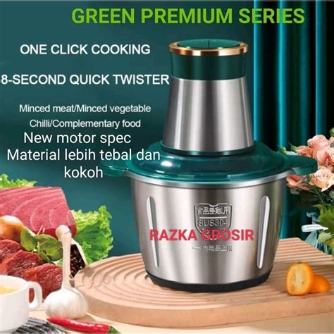 Jual GREEN BLENDER DAGING STAINLESS HIJAU PREMIUM FOOD CHOPPER