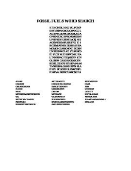 Fossil Fuels Word Search By House Of Knowledge And Kindness Tpt